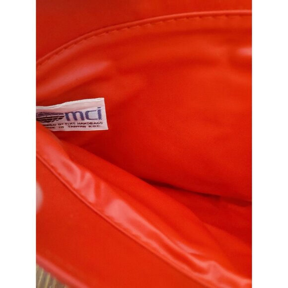 Vintage MCI Red Pleated Faux Leather Clutch Handbag Wrist Strap Zipper Pockets - Picture 5 of 10